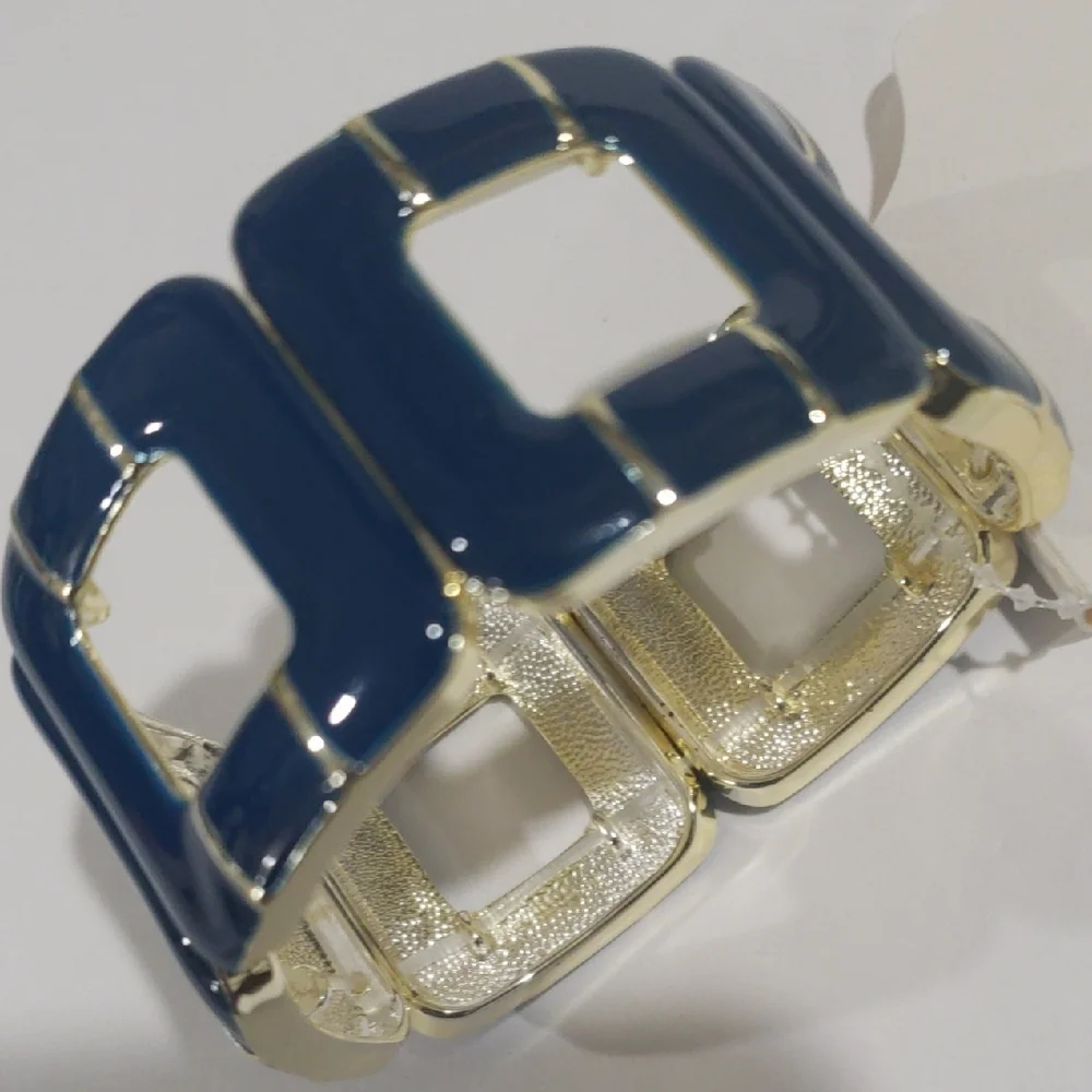 Elegant Croft & Barrow Silver Bracelet – Navy Enamel Stretch Design for Women